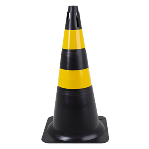 CONE REFLETIVO PRETO/AMARELO 70 CM